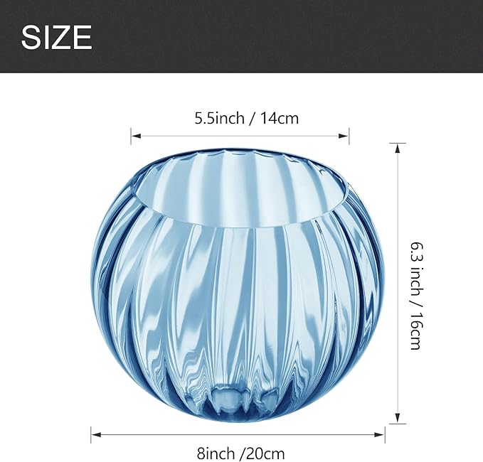 Clear Glass Shade,Replacement Globe & Cover for Lighting Fixture, 8" Diameter, Replacement with 1.65 Inch Fitter for Wall Lamps Chandeliers or Ceiling Light (1, 8Inch - Blue Glass)