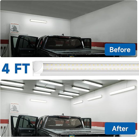 SHINESTAR 4FT LED Shop Lights, 40W 5000LM 5000K LED Shop Light Super Bright 75% Energy-Saving Linkable T8 Light Tube Integrated Fixture for Workshop Garage Basement, 6 Pack