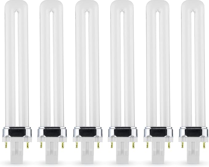 (6 Pack) PL-13W 827, 2 Pin GX23, 13 Watt Single U-Shaped Twin Tube, Compact Fluorescent Light Bulb, Replaces Philips PLS13W27 GX23 and Sylvania CF13DS827.