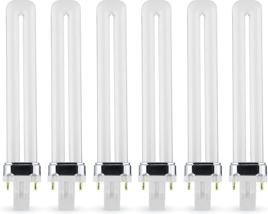 (6 Pack) PL-13W 827, 2 Pin GX23, 13 Watt Single U-Shaped Twin Tube, Compact Fluorescent Light Bulb, Replaces Philips PLS13W27 GX23 and Sylvania CF13DS827.
