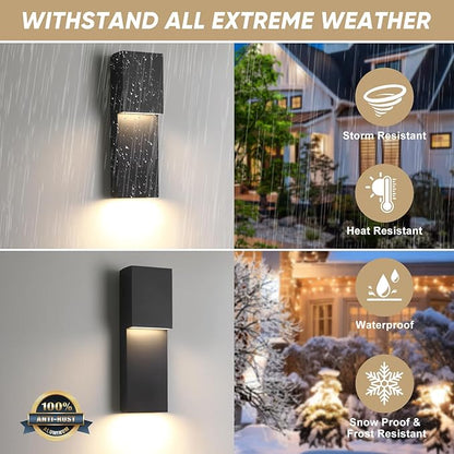 Fire Wolf Modern 18W LED Outdoor Wall Sconce,Dual-Source Front Porch Light,Aluminum Modern Wall Light,3000K,Damp Environments Such as Porches,Terraces,Gardens,Indoor/Outdoor Applications T-L-DM-59