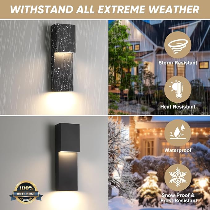 Fire Wolf Modern 18W LED Outdoor Wall Sconce,Dual-Source Front Porch Light,Aluminum Modern Wall Light,3000K,Damp Environments Such as Porches,Terraces,Gardens,Indoor/Outdoor Applications T-L-DM-58