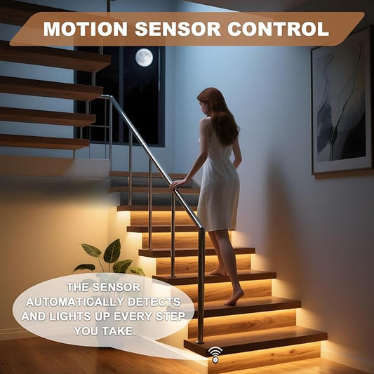 Intelligent 22-Step Motion Sensor Stair Light for Indoor, 40 inches Long Cuttable Motion Lights for Stairs (22 Stairs,3000K)