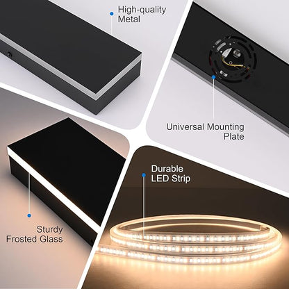2 Pack 48 Inch Waterproof Outdoor Wall Light, 5.9 Inch Wide Linear Outdoor Garage Lighting Fixtures Long Exterior LED Wall Light for Porch Garage Patio, 3000K-6000K 5CCT