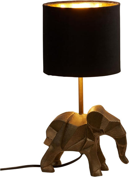 River of Goods 15.5'' H Black Drum Shade with Novelty Elephant Base Table Lamp