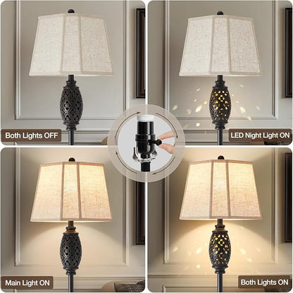 Luvkczc Vintage Floor Lamp with Cutout Design & Glowing Light - Resin Elegant Standing Lamp for Living Room, Bedroom, Office (Includes Bulb)