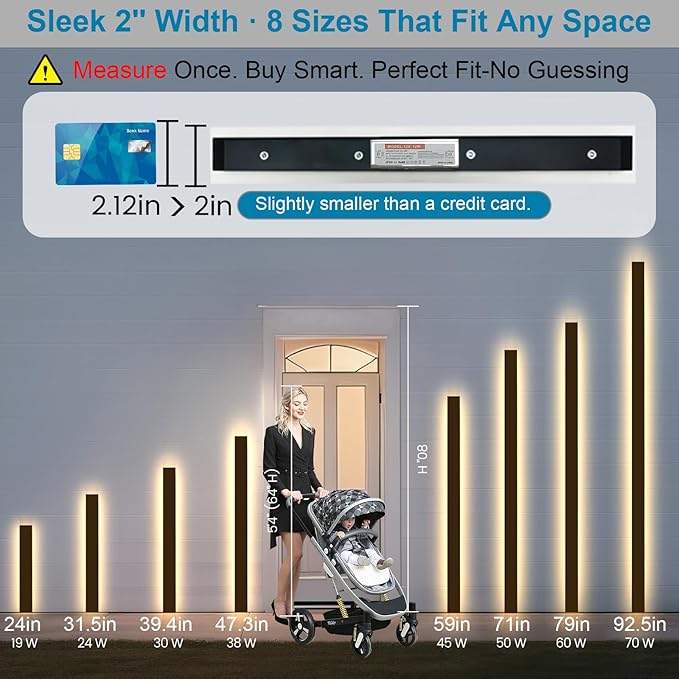 59inch Long Outside Wall Sconces Set of 2,Black Modern Outdoor Wall Lights,Waterproof Wall Mounted Exterior Light,3000k Modern Outdoor Lights for House,Garage,45W