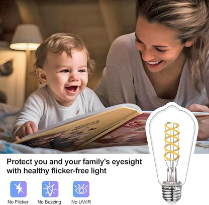 ST58 Edison Bulbs 60 Watt Led, 4000K Vintage Light Bulbs, E26 Led Bulb 60 Watt Dimmable Plastic 600ML, Antique Decorative Filament LED Bulb for Bedroom Office Fan Lights Ceiling Fixtures 12 Pack