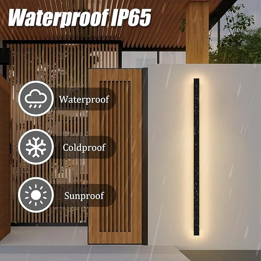 2 Pack 56.3inch Long Outdoor LED Wall Lights 45W Black 3000K Warm White Porch Lights Acrylic Waterproof IP65 Exterior Wall Light Fixtures for House Patio Porch Courtyard