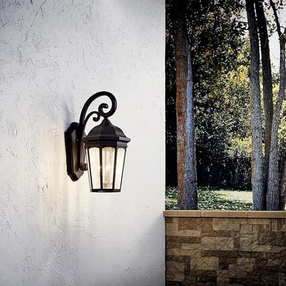 Kichler Courtyard 26.5" 3 Light Outdoor Wall Light with Clear Seeded Glass in Rubbed Bronze