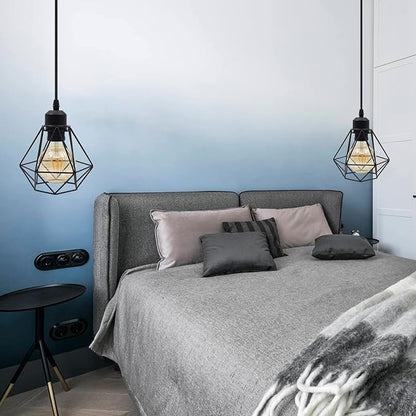 jose2015 Farmhouse Cage Pendant Lights Ceiling Hanging Light Fixture Small Pendant Lighting E26 Socket for Kitchen Island Dining Room Bar Cafe,UL Listed, 2Pack