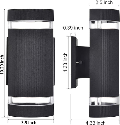 Porch Lights Outdoor Dusk to Dawn, Aluminum Outdoor Wall Light Fixture 6000K, Waterproof Wall Lamp Up and Down Lights Exterior Sconce Wall Lighting Fixture for House Doorway, ETL Listed