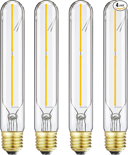 T10 Led Long Bulbs,4W Dimmable Tubular Bulb,40 Watt Equivalent,2700K Warm White,400LM,120V,E26 Edison Style Vintage LED Filament Light Bulb,7.3in,4Pack(4w-2700k)