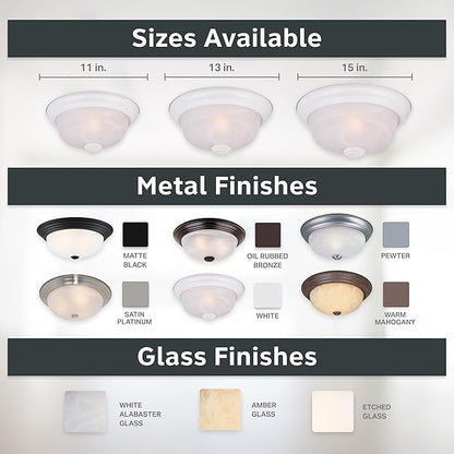 DESIGNERS FOUNTAIN 11 in 2-Light Flush Mount Ceiling Light, White, 1257S-WH-AL (Pack of 6)