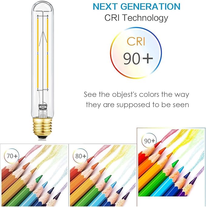 T10 LED Bulb 8W Dimmable E26 Base Tubular Light Bulb 4000K Daylight White 75W Equivalent 800lm T10 Bulb for Rustic Pendant, Wall scones Tube Light Bulbs Desk Lamp Vintage Edison Long Light Bulb,4 Pack