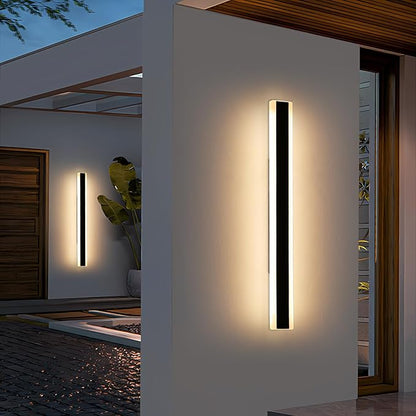 2 Pack 39.3inch Modern Outdoor Wall Sconce, 3 Color Lights 3000K/4500K/6000K, IP65 Waterproof Wall Light Fixture, White Acrylic, 36W, Outdoor Lighting for Porch, Patio, Fence, Garden