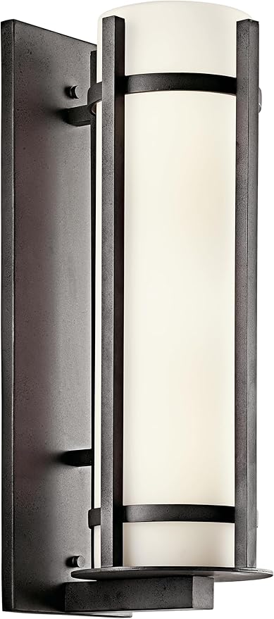 Kichler Camden 22.5" 2 Light Outdoor Wall Light with Opal Etched Glass in Anvil Iron