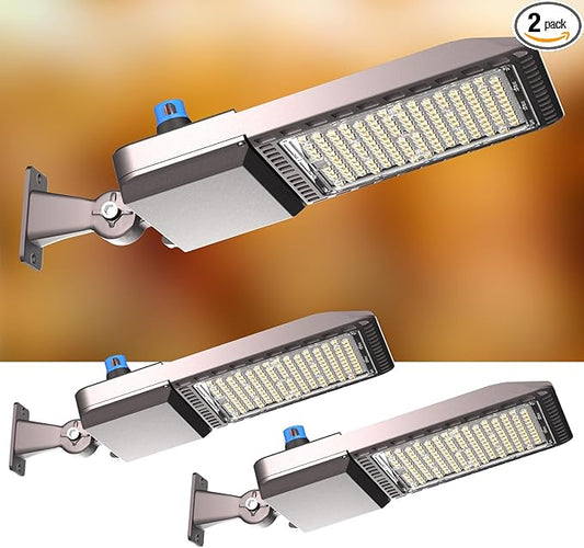 400W(486x1W LED) LED Parking Lot Lights Outdoor 60000LM(150Lm/W) ETL Listed Parking Lot Lights Commercial 5000K IP65 Led Pole Light Arm Mount with Smart Photocell-2Pack-7Yrs Warranty