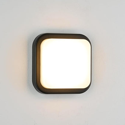 LANFU LED Modern Square Outdoor Wall Sconce Light 3000K Outside Light for House Patio, Black Warm White, IP64 Waterproof Exterior Wall（7inch）