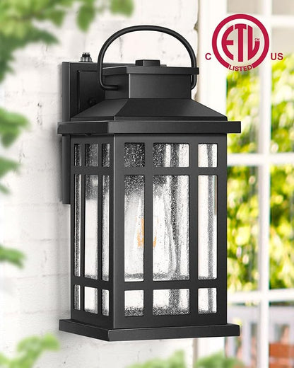 Outdoor Wall Lights Wall Mount, Dusk to Dawn Outdoor Lighting with Tempered Sleed Glass, Anti-Rust Black Outdoor Light Fixture, Modern Outside Porch Lights for House, Patio Exterior Wall Sconce