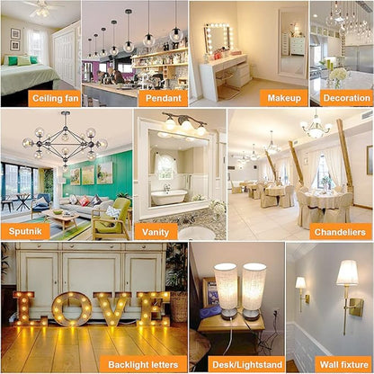Leools Dimmable g16.5 led Frosted Bulb e12 g16 1/2 led Candelabra Bulb 60w led Edison Bulb 3000K Soft White 600lm ac120v 6w g50 led Globe Bulb for Chandelier,Vanity and Ceiling Fan Light Bulbs 6Pack