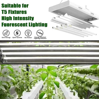 F54T5/865/HO 54 Watt 46 Inch T5 Fluorescent Tube Light Bulb, T5 54W Grow Light, 6500K Daylight, 5000 Lumens, High Output, G5 Bi-Pin Base, 12 Pack
