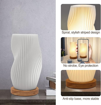 Zenply Novelty Small Table Lamp for Bedroom,Vintage Style Striped Small Night Light Lamp, Mini Bedside Lamp for Living Room Nightstand Small Space Kids Room Living Room Office Dorm (SM), Warm-SM