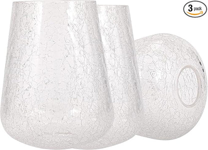 Wine Glass Lamp Shade for Lighting Fixture, 6.3" Height, 1-5/8 Inch Fitter, 3 Pack Clear Crackle Effect Glass Replacement Globe Shade