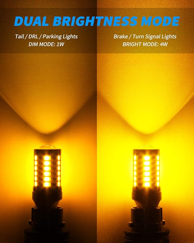 Yorkim 7440 Led Bulb Bright Amber Lights, T20 Led, 7443 Led Bulbs, 7441 Led, W21W Led, 7444 Bulbs, for reverse/backup/brake light - 5730 33 SMD pack of 2