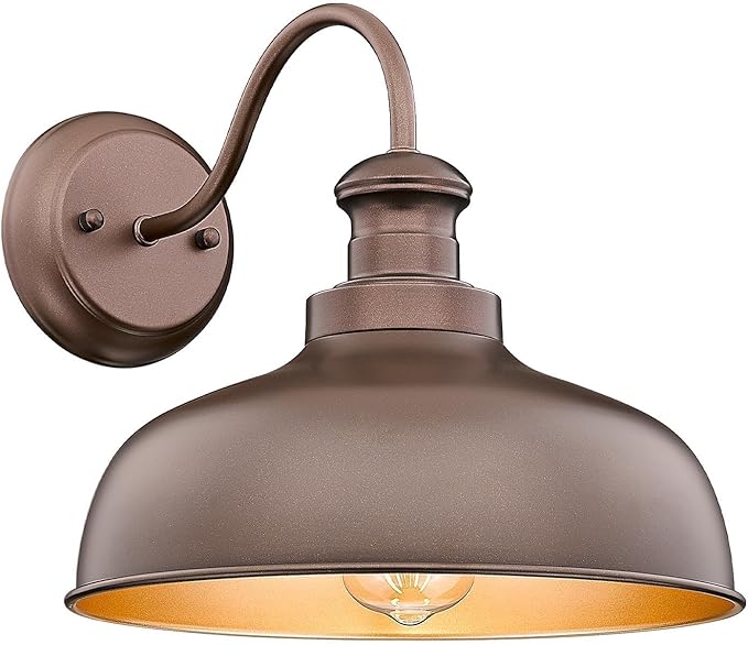Outdoor Farmhouse Barn Light, Outside Wall Sconce, Weather Resistant Anti-Rust Farmhouse Exterior Wall Light, Outdoor Lantern Lamp for Porch, Garage, Patio, Entryway (Oil-Rubbed Bronze, 1 Pack)