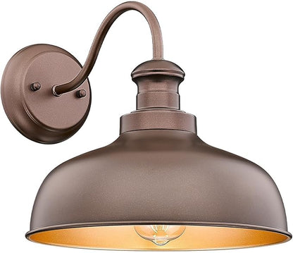 Outdoor Farmhouse Barn Light, Outside Wall Sconce, Weather Resistant Anti-Rust Farmhouse Exterior Wall Light, Outdoor Lantern Lamp for Porch, Garage, Patio, Entryway (Oil-Rubbed Bronze, 1 Pack)