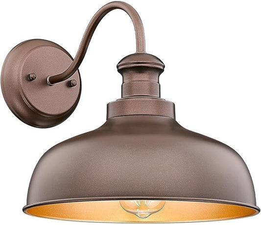 Outdoor Farmhouse Barn Light, Outside Wall Sconce, Weather Resistant Anti-Rust Farmhouse Exterior Wall Light, Outdoor Lantern Lamp for Porch, Garage, Patio, Entryway (Oil-Rubbed Bronze, 1 Pack)