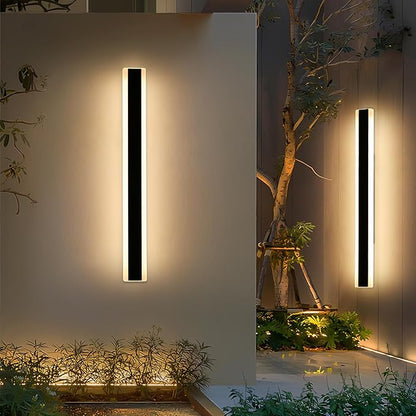 2 Pack 47.2inch Modern Outdoor Wall Light Fixture, IP65 Waterproof Outside LED Wall Sconce, 3 Color 3000K/4500K/6000K, 42W, Black Exterior Garage Lighting for House, Patio, Garden, Porch