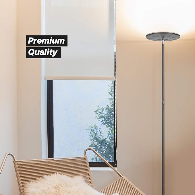 Brightech Sky Flux Dimmable LED Floor Lamp – Super Bright Floor Lamp with 3 Light Modes for Living Room, Office – Torchiere Standing Touch-Lamp, Tall Torch Lamp for Bedroom & Reading - Bronze