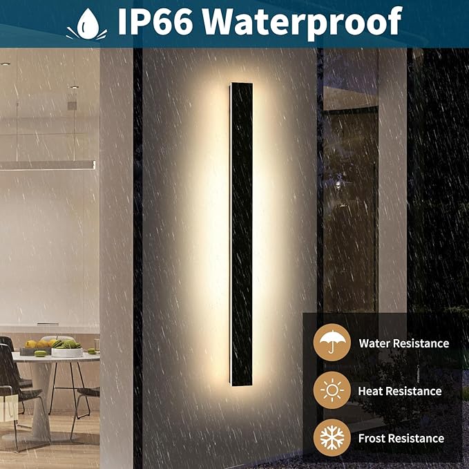 Modern Outdoor Wall Light Fixture, 57inch Long Linear LED Sconces, 3 Color 3000K/4500K/6000K, IP65 Waterproof, 50W, White Acrylic, Exterior Wall Mount Lighting for House, Patio, Garage
