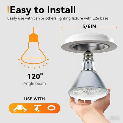 Par30 Halogen Flood Light Bulbs 120V 39W, Long Neck Bulb,39W Equivalent 2700K Warm White Dimmable High Brightness, Great for Accent Lighting, Tracking Light, Recessed Light Bulb（6Pack