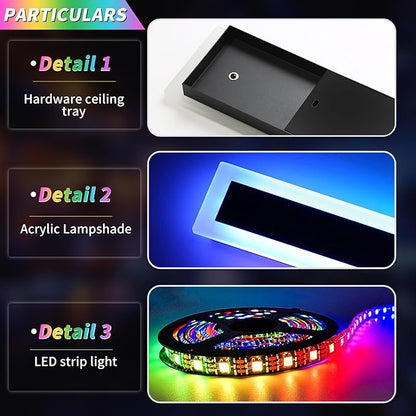 Widened 2 Pack Long RGB LED Wall Lights, 39.3inch Modern Dimmable Outdoor Sconces, 10 Colors, Remote Control, IP65 Waterproof, Garage Wall Mount Lighting Fixtures for Entryway, Yard, Patio
