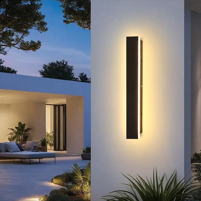 Modern Outdoor Wall Lights 23.6" LED 3000K Outdoor Wall Light for House Exterior Wall Garage Entrance Lighting Fixtures IP65 Waterproof Long Strip Wall Sconces for Doorway Patio Passage