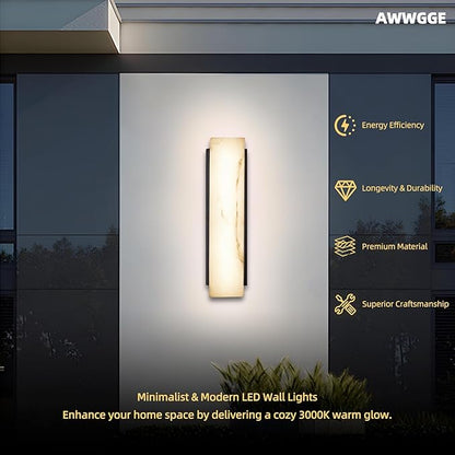 Outdoor Wall Sconce, Waterproof Porch Wall Lighting, Modern Outdoor Wall Lights with Acrylic Lampshade, 31W Dimmable LED Exterior Lights for House Garage Patio Front Door Entryway, 3000K