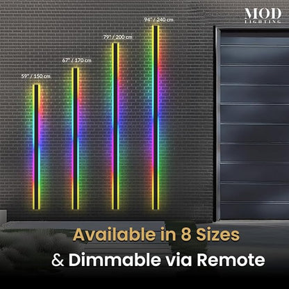 𝗠𝗢𝗗 𝗟𝗜𝗚𝗛𝗧𝗜𝗡𝗚 Haylen RGB | Waterproof Outdoor Wall Lights, Dimmable with Remote, 7 Colors and 358 Light Effects, Long Wall Sconce, Modern Linear Exterior Light Fixture, 1-Pack (RGB | 59")