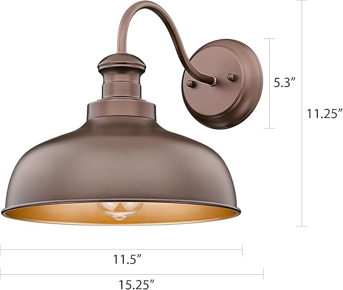 Outdoor Farmhouse Barn Light, Outside Wall Sconce, Weather Resistant Anti-Rust Farmhouse Exterior Wall Light, Outdoor Lantern Lamp for Porch, Garage, Patio, Entryway(Oil-Rubbed Bronze, 8 Pack)