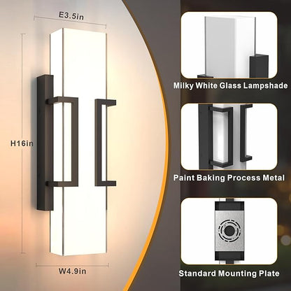 Hyunbae Dusk to Dawn Outdoor Lighting Fixtures, Sensor Modern Outdoor Wall Sconce, LED Wall Mount Porch Light, Dimmable IP65 Waterproof Outside Wall Lights for House Doorway Garage Entryway, 3000K