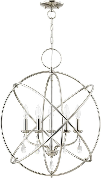 Livex Lighting 40905-35 Transitional Five Light Chandelier from Aria Collection in Polished Nickel Finish