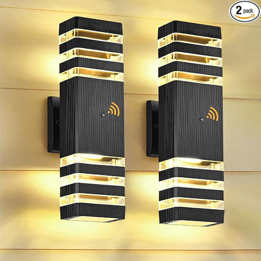 Dusk to Dawn Outdoor Wall Lights 2 Pack, Up and Down Porch Lights Outdoor Wall Mount, Waterproof Exterior Lighting Fixtures for House Garage Patio