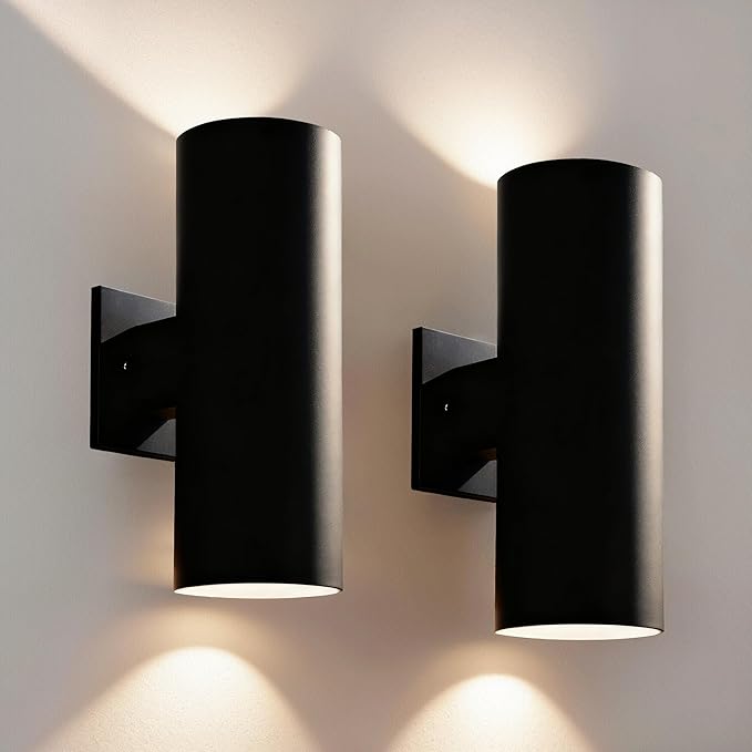 Modern Outdoor Wall Lights,Stainless Steel, 23W 3000K Integrated LED Cylinder Up Down Wall Sconce Porch Lighting IP65 Waterproof Patio Wall Light Fixture for House Porch Entryway