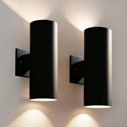 Modern Outdoor Wall Lights,Stainless Steel, 23W 3000K Integrated LED Cylinder Up Down Wall Sconce Porch Lighting IP65 Waterproof Patio Wall Light Fixture for House Porch Entryway