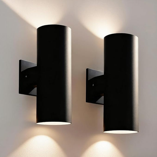 Modern Outdoor Wall Lights,Stainless Steel, 23W 3000K Integrated LED Cylinder Up Down Wall Sconce Porch Lighting IP65 Waterproof Patio Wall Light Fixture for House Porch Entryway