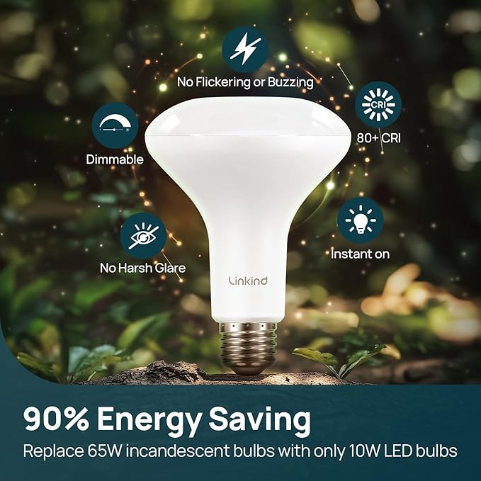Linkind BR30 LED Flood Light Bulbs Indoor, 65W Equivalent Dimmable LED Recessed Bulbs, 10W 850 Lumens, 5000K Daylight E26 Base, Recessed Can Light Bulb for Bedroom Dining Room Bathroom, 8 Packs
