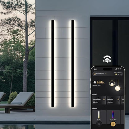 𝗠𝗢𝗗 𝗟𝗜𝗚𝗛𝗧𝗜𝗡𝗚 Waterproof Outdoor Wall Light with Smart Home App, Wi-Fi/Bluetooth, Adjust 3000K-6000K & Brightness, LED Long Porch Lights with App Control, 1-Pack (31" | Smart Home)