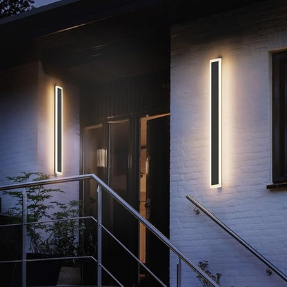 2 Pack 31.5in Outdoor Wall Lights,Black Long Exterior Wall Mount Lighting Linear Outdoor Light for Garage House Porch